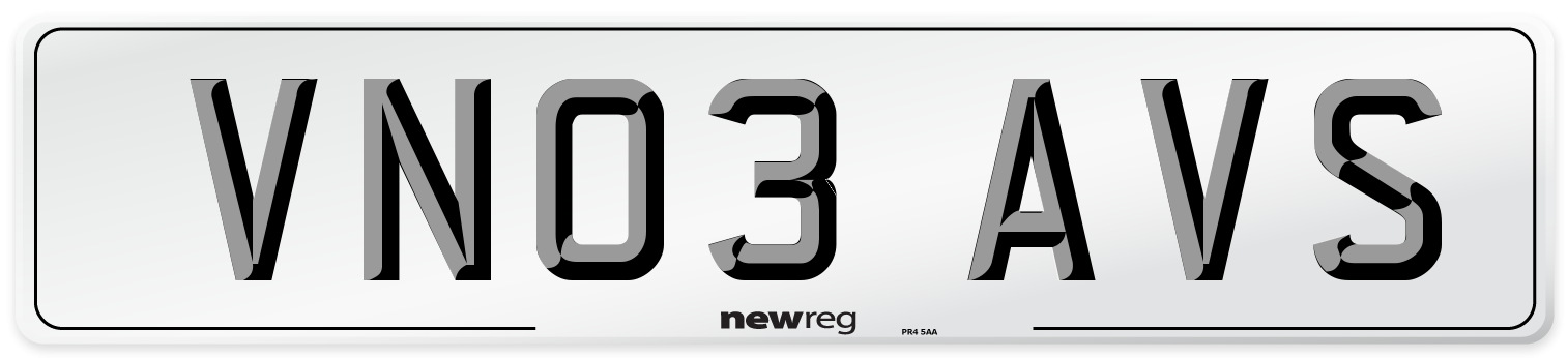 VN03 AVS Number Plate from New Reg